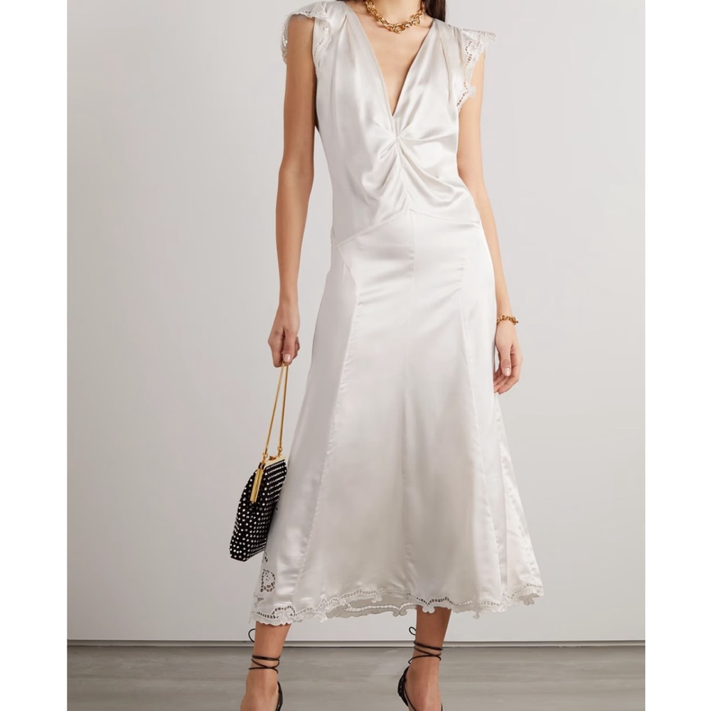 Elegant White Lace-Trimmed Dress